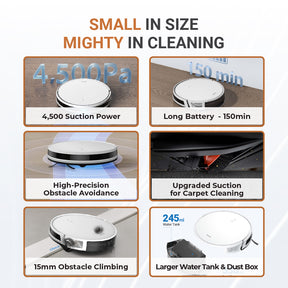 MOVA Robot Vacuum E10 | Slim body | 4500Pa Vormax Suction | Intelligent Multi-path Navigation | 2 Years Local Warranty