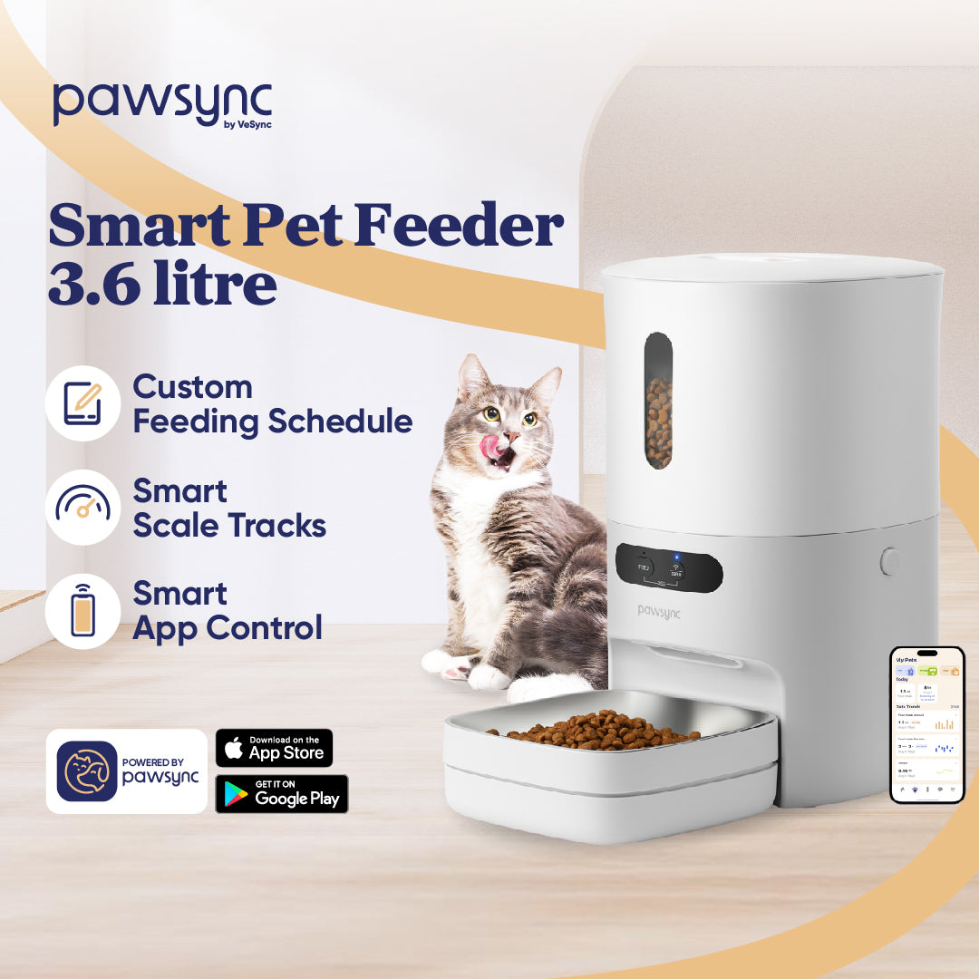 PAWSYNC Smart Pet Feeder APP Control Automatic Food Dispenser Smart Scale 3.6L Capacity