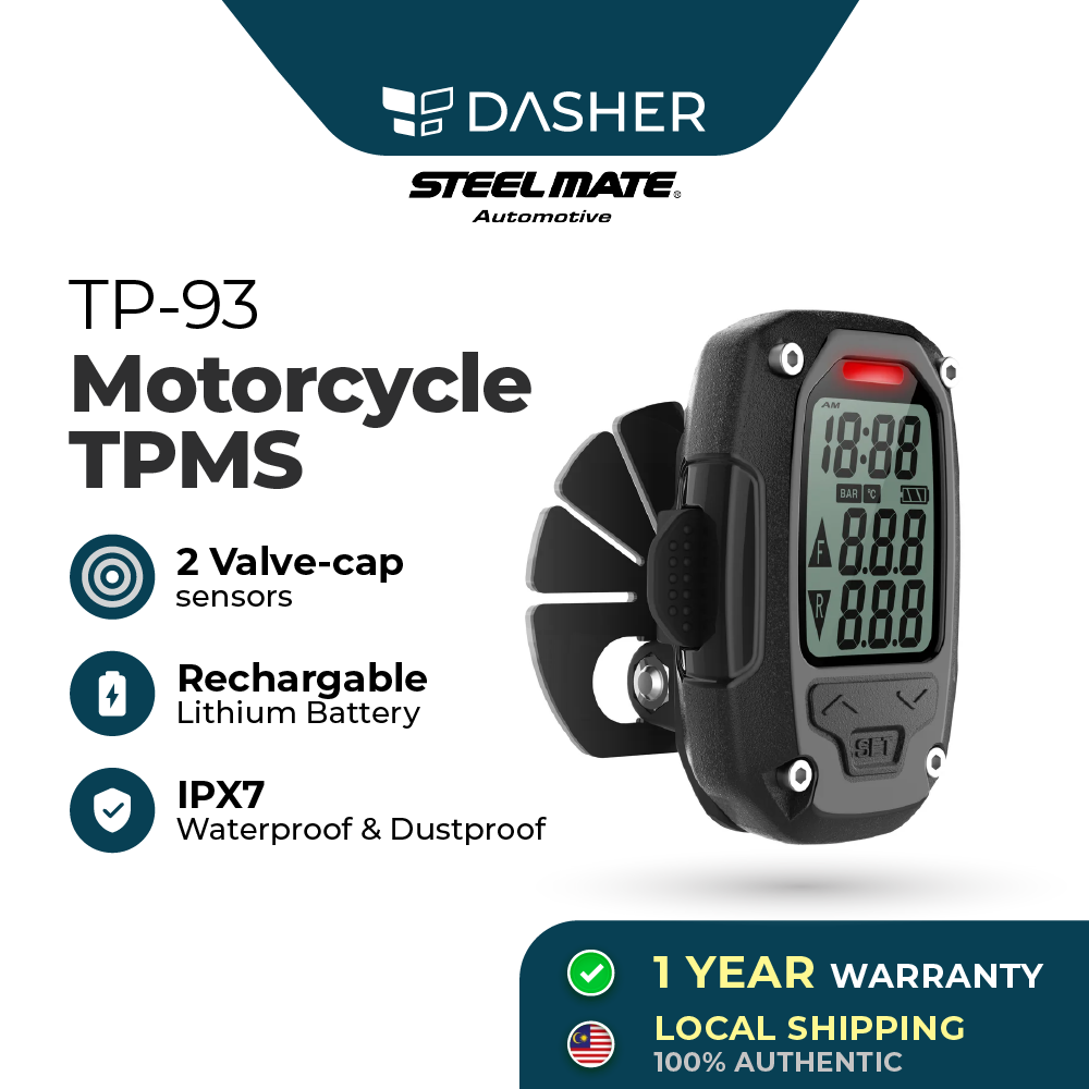 Steelmate Motorcycle Tire Pressure Monitoring System TPMS TP-93 IP67 Waterproof Magnetic Charging with time-display 铁将军