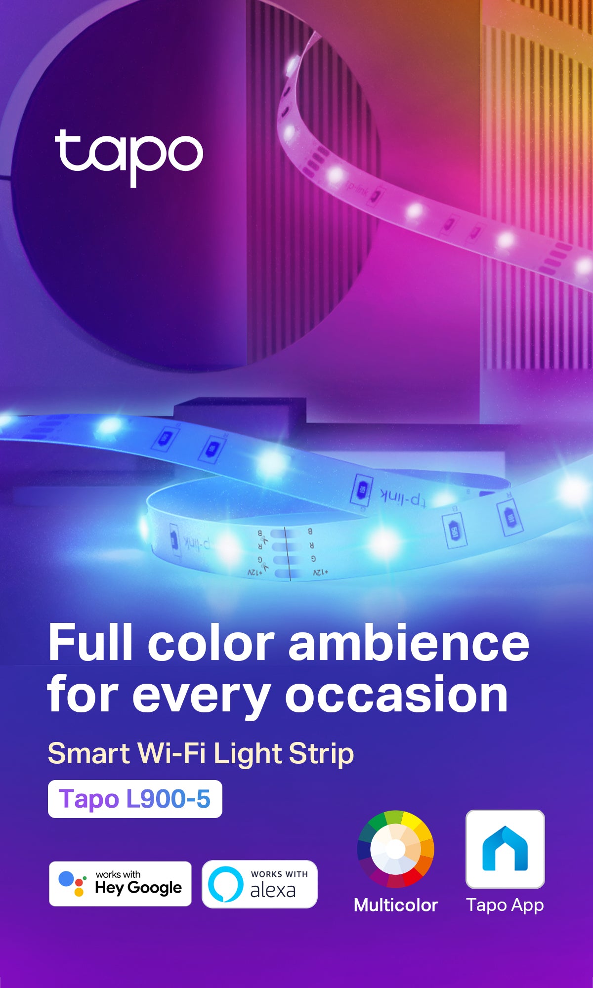 【Easy set up】TP-Link LED Smart WiFi Light Strip, RGB Million Color Lights (Voice Control )Tapo L900-5M , RGBL920