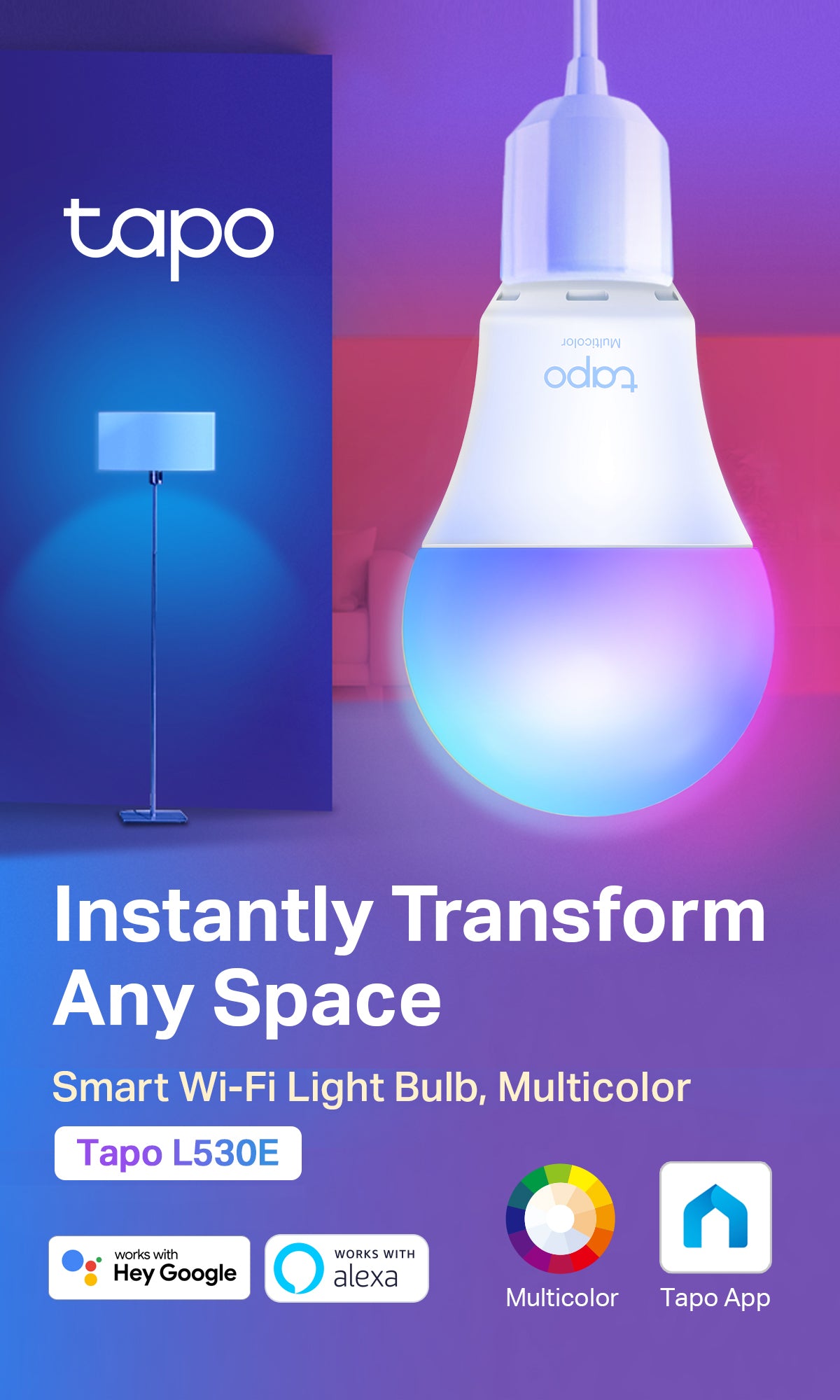 Built to last/RGBIC】TP-Link Smart Light Bulb Tapo L530E L510E, L520E