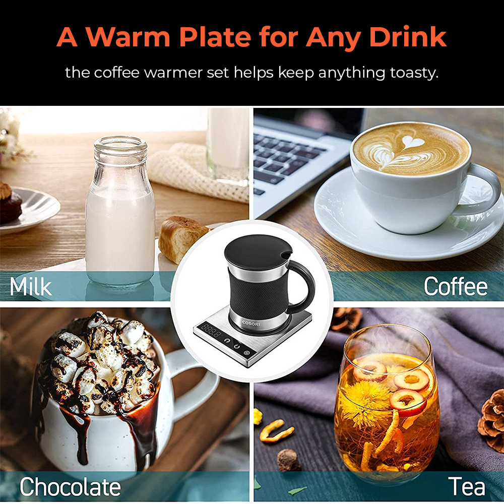 COSORI Coffee Mug Warmer & Mug Set, Electric 24 Watt, Touch Tech & LCD  Digital Display, 304 Stainless Steel, 17 oz, Mug lid & Pour Over Coffee  Maker